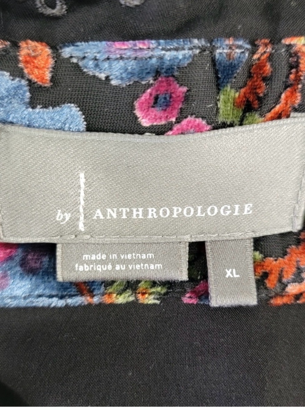 Anthropologie Mona Burnout Velvet Floral Mini Dress Long Billowy Sleeves Size XL - Picture 8 of 10